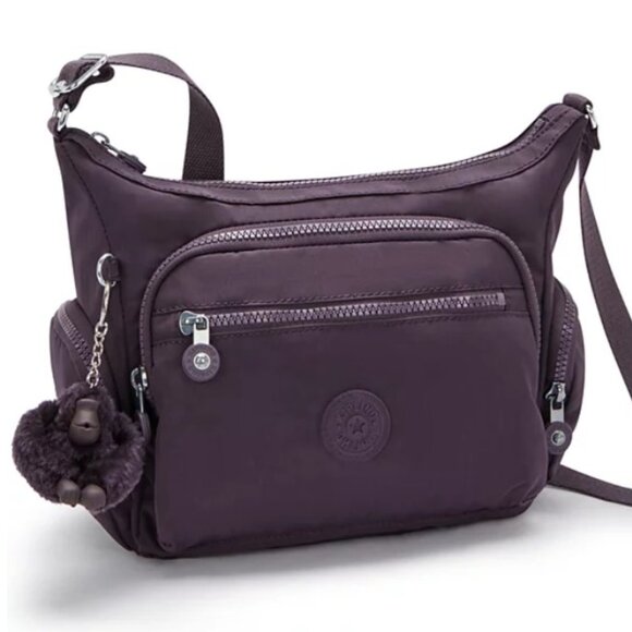 Kipling Gabbie Small Crossbody Bag Plum Purple Adjustable Strap Nylon Purse - Picture 3 of 6